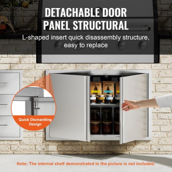 VEVOR bbq access door with quick dismantling design, showcasing detachable panel structure for easy replacement.