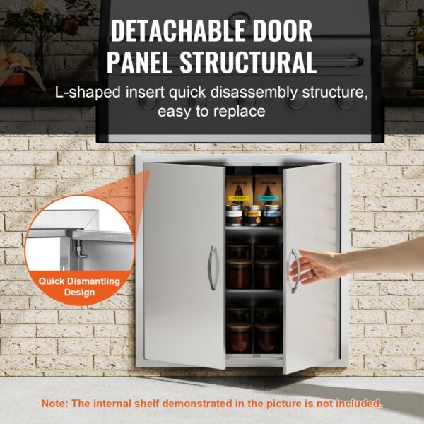 VEVOR bbq access door with detachable design, showcasing easy disassembly and storage space.