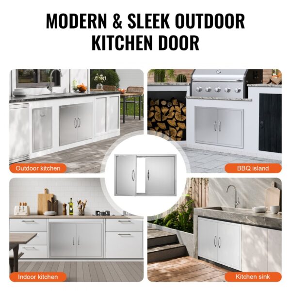 modern outdoor kitchen door for VEVOR bbq access door, featuring sleek design for kitchens and bbq islands.