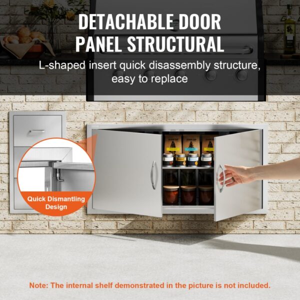 VEVOR bbq access door with detachable panel and l-shaped insert for quick disassembly, storing condiments.