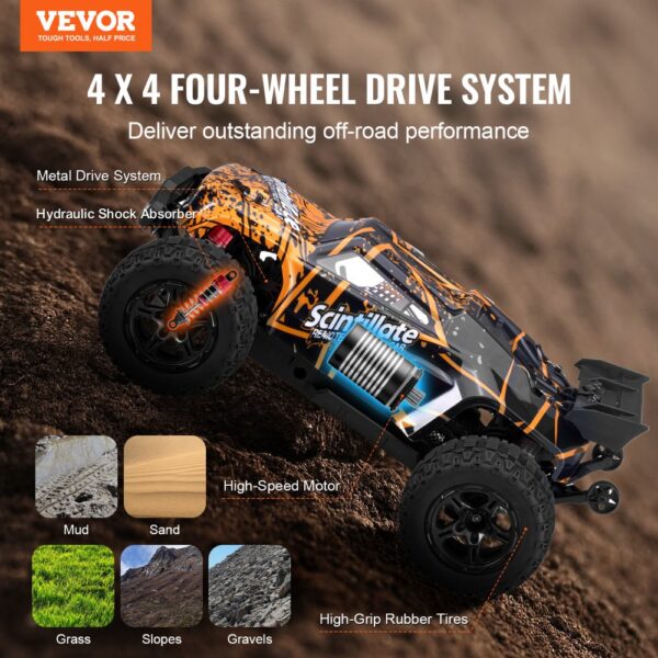 VEVOR Remote Control Car 1:10 Scale All Terrain 4WD Off-Road Truck for Kids