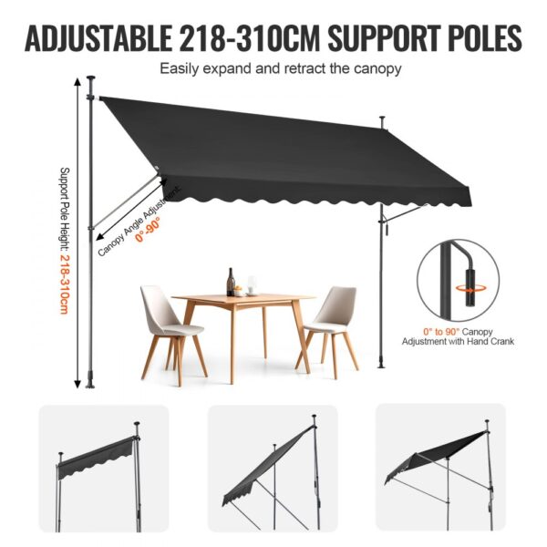 VEVOR 138x47" Patio Awning Retractable Patio Canopy Sunsetter with Crank Handle