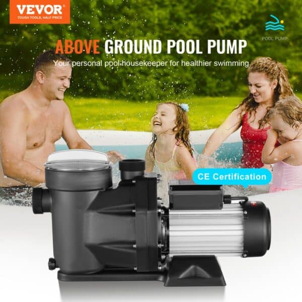 VEVOR Swimming Pool Pump, 1800W 2HP Dual Speed, Max Flow 33000L/H ​​Above Ground Pool Pump, 220V-240V, 1450/2860RPM Pump for Above Ground Pools, Spas, Hot Springs, Irrigation Systems