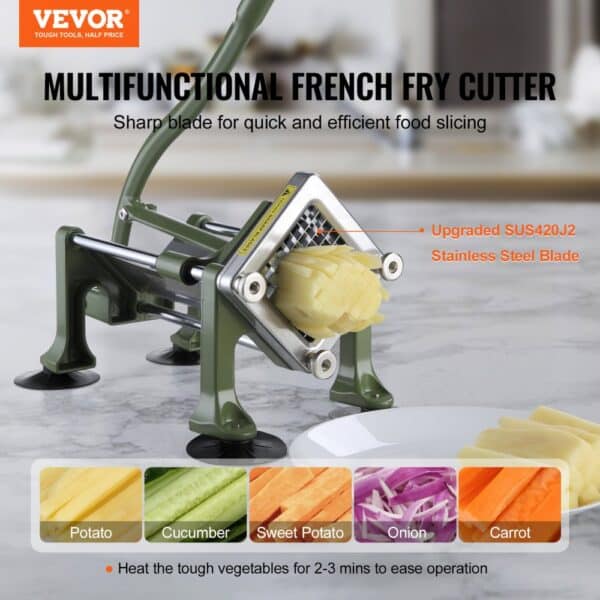 VEVOR French Fry Cutter Stainless Steel Potato Vegetable Slicer Chopper 2 Blades