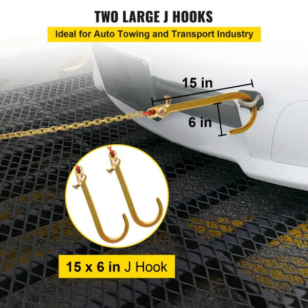 VEVOR v bridle chain with two 15 x 6 in j hooks ideal for auto towing.