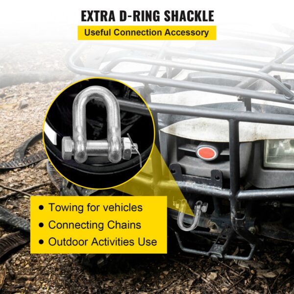 VEVOR v bridle chain d-ring shackle attached to a vehicle for towing and connecting chains.