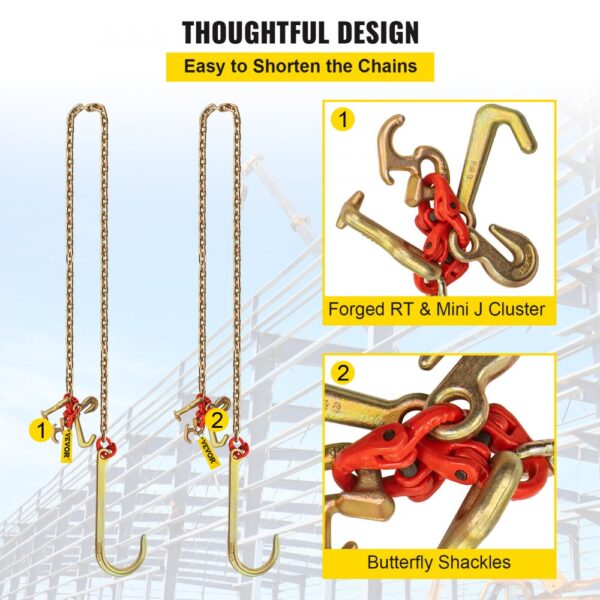 VEVOR j hook chain with forged rt & mini j cluster and butterfly shackles.