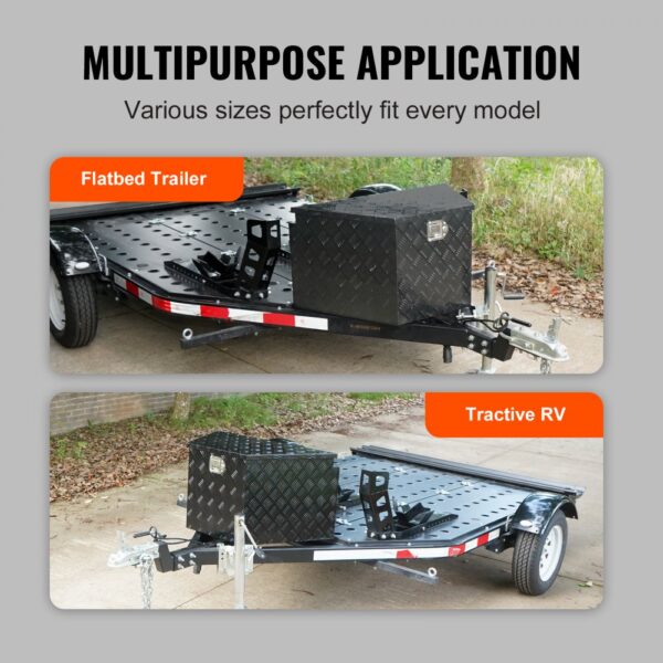 VEVOR Trailer Tongue Box, Aluminum Alloy Diamond Plate Tongue Box Tool Chest, Heavy Duty Trailer Box Storage with Lock and Keys, Utility Trailer Tongue Box for Pickup Truck, RV, Trailer, 39"x16.5"x12"