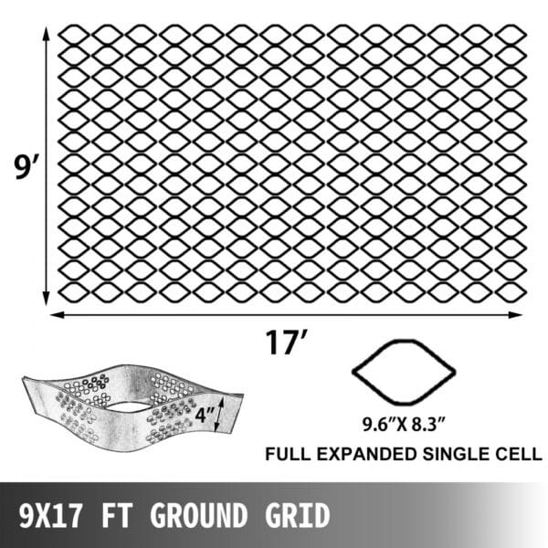 VEVOR geo grid ground stabilization 9x17 ft with 4-inch cells for soil support.