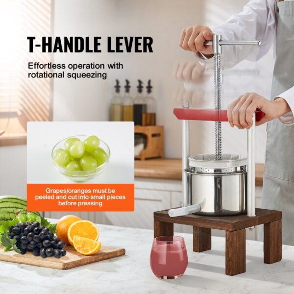 using the VEVOR fruit wine press with t-handle lever for effortless juice extraction.