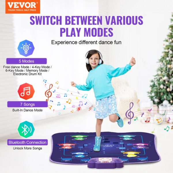 VEVOR Dance Mat for Kids Dance Pad Toy with Wireless Bluetooth Gift for 3+ Girls