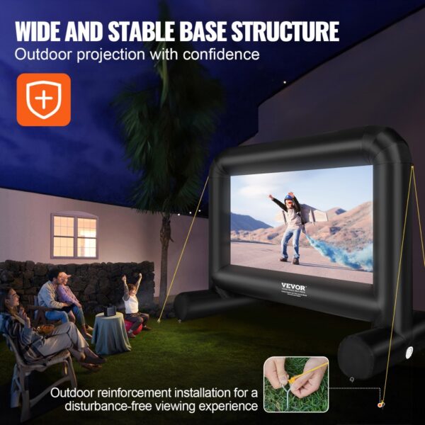 VEVOR Inflatable Movie Screen, 14 FT Inflatable Projector Screen for Outside with Blower and Carrying Bag, Front/Rear Projection, Oxford Fabric Blow Up Screen for Outdoor Parties Backyard Movie Night