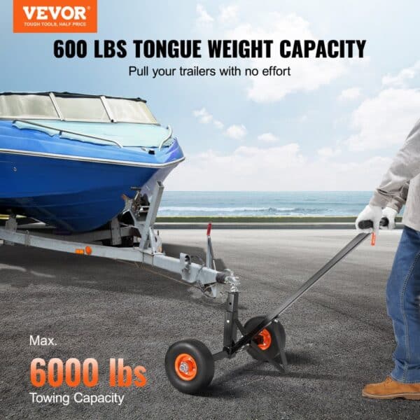 VEVOR Adjustable Trailer Dolly, 600lbs Tongue Weight Capacity, Carbon Steel Trailer Mover with 16''-24'' Adjustable Height, 1-7/8'' Hitch Ball & 10'' Solid Tires, Ideal for Moving Car RV Boat Trailer