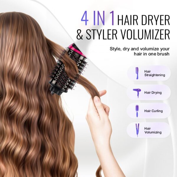 VEVOR Hair Blow Dryer Brush Ionic Hair Styler Volumizer with 65mm Oval Barrel