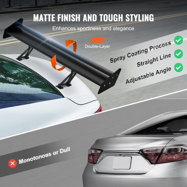 VEVOR Universal Rear Spoiler GT Style Adjustable Trunk Wing Car Racing 53.1''