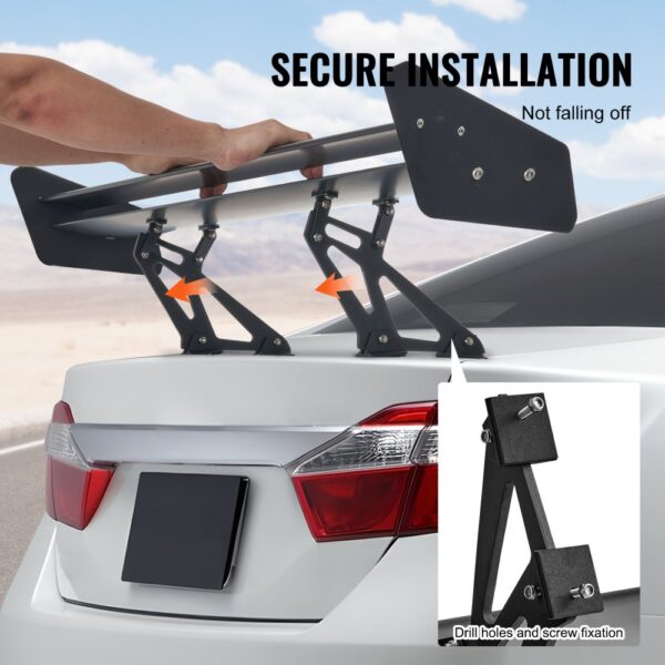VEVOR Universal Rear Spoiler GT Style Adjustable Trunk Wing Car Racing 53.1''