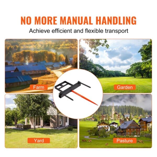 VEVOR hay spear for efficient transport in farm, garden, yard, and pasture.