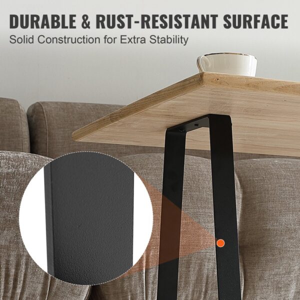durable VEVOR table legs with a rust-resistant surface supporting a wooden tabletop, showcasing stability.