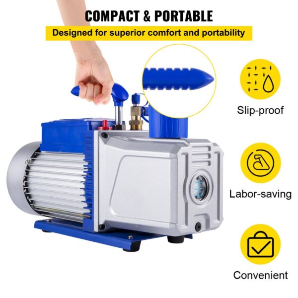 VEVOR 10CFM 2 Stages Vacuum Pump, 1HP Refrigerant Vacuum Pump, Air Condition Dual Stage AC Conditioning for Freezing Food Packaging Automobile Reparation Vacuum Evacuation(VP280)