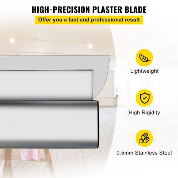 VEVOR skimming blade features high-precision, lightweight design, high rigidity, and 0.5mm stainless steel.