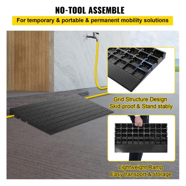 VEVOR rubber threshold ramp with grid structure for mobility solutions.