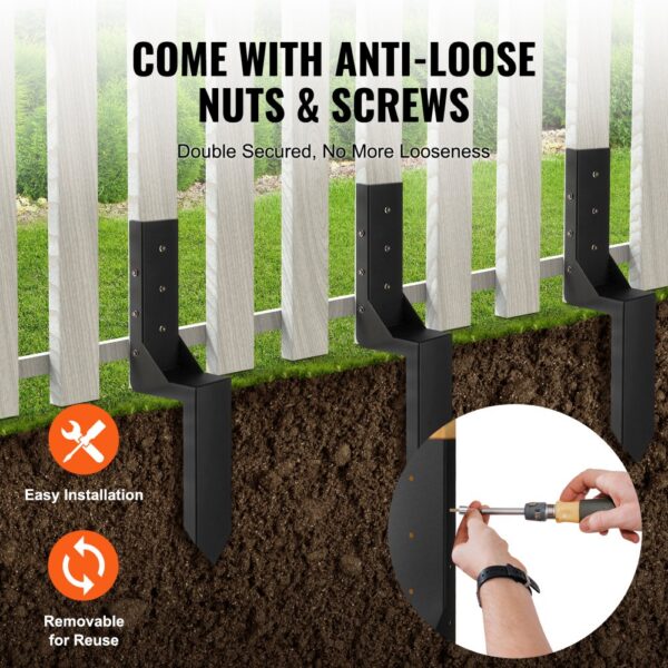 VEVOR fence post anchor repair kit with anti-loose nuts and screws, easy installation, reusable.