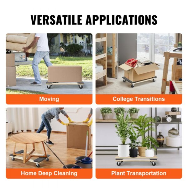 VEVOR furniture dolly: moving, college transitions, home deep cleaning, plant transportation.