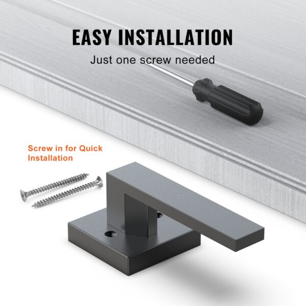 easy installation of VEVOR dummy door lever with just one screw, screwdriver, and included screws.