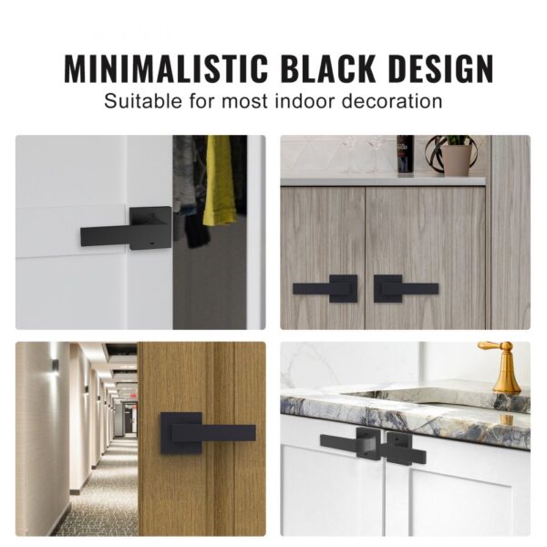 VEVOR dummy door lever in minimalistic black design for indoor decoration on various door types.