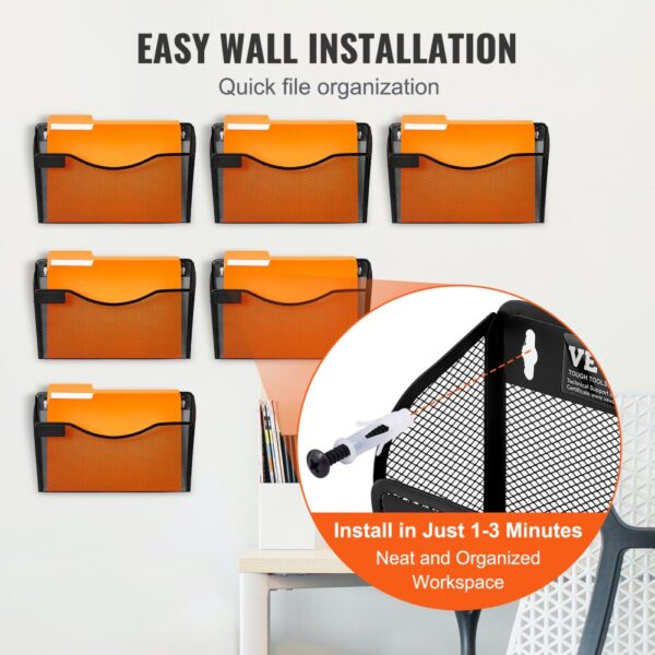 VEVOR File Wall Rack Mesh Wall File Holder 6-Piece 1 Pocket for Office & School