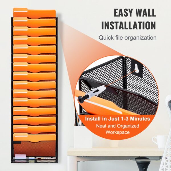 VEVOR File Wall Rack Mesh Wall File Holder 1-Piece 16 Pockets for Office/School