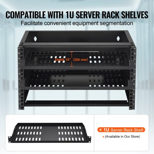 VEVOR 6U Wall Mount Network Rack 14 in/355.6 mm Depth Server Rack 50lbs/22.68kg