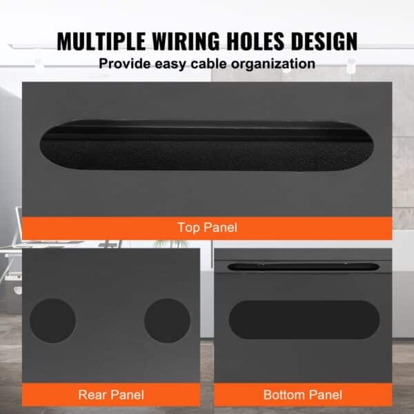 VEVOR wall mount server cabinet showing multiple wiring holes for easy cable organization.