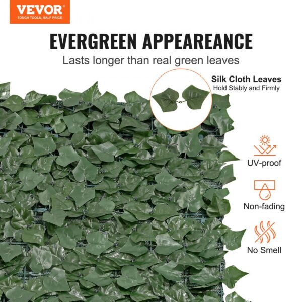 VEVOR ivy privacy fence featuring silk cloth leaves, uv-proof, non-fading, and odorless for evergreen appearance.