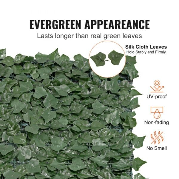 VEVOR ivy privacy fence with evergreen silk cloth leaves, uv-proof, non-fading, and no smell.