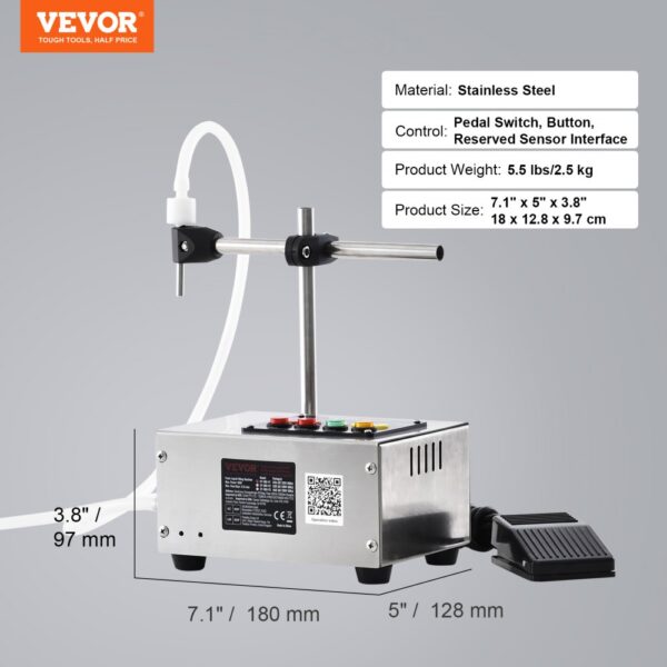 VEVOR Liquid Filling Machine, 10-4000ml Filling Capacity, Automatic Bottle Filler Machine Bottling Machine Digital Control for Milk, Water, Wine, Beverage, Soy Sauce, Vinegar, Alcohol (Single Nozzle)