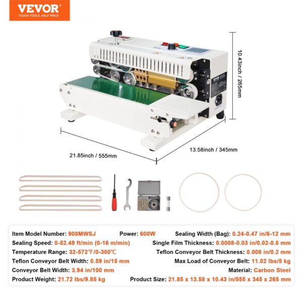 VEVOR Continuous Bag Band Sealing Machine Horizontal Band Sealer Count Function