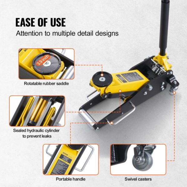 VEVOR Low Profile Floor Jack 2 Ton Heavy Duty Dual Piston Rapid Pump