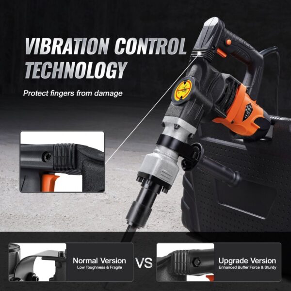 VEVOR Demolition Jack Hammer Concrete Breaker 1600W Electric Hammer 2 Chisel Bit