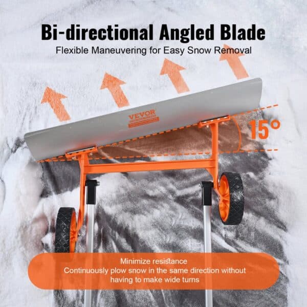 VEVOR snow shovel with bi-directional angled blade for flexible and easy snow removal.