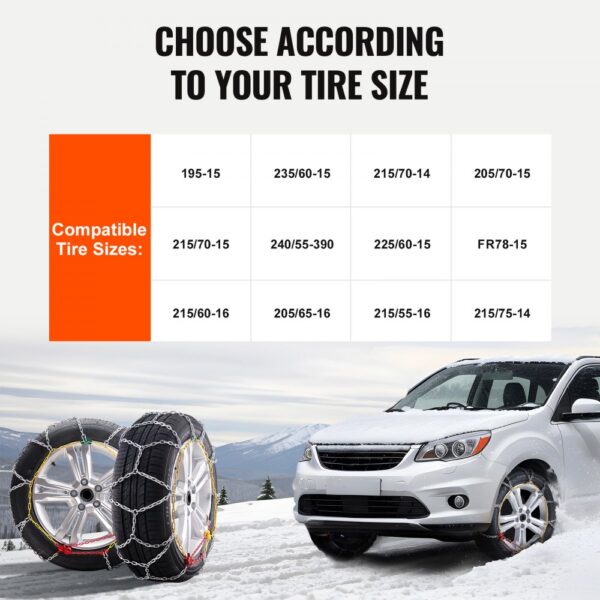 VEVOR Snow Chains Manganese Alloy Steel Traction Snow Tires Chains Silver 2PCS