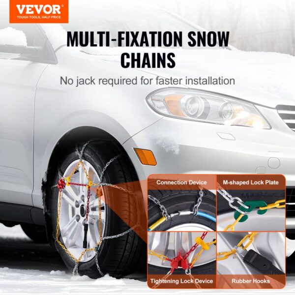 VEVOR Snow Chains Manganese Alloy Steel Traction Tire Chains Silver Set of 2