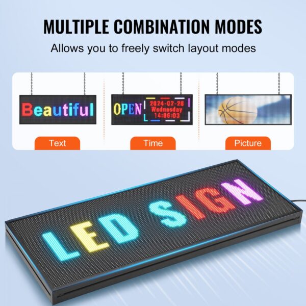 VEVOR 99x35cm Programmable LED Sign Scrolling Display Board P10 Full Color