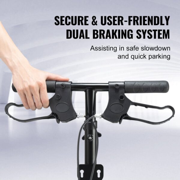 VEVOR knee scooter handlebar with dual braking system, highlighting secure and user-friendly features.