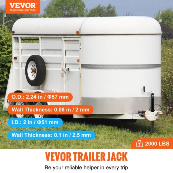 VEVOR Trailer Jack, Trailer Tongue Jack A-frame Bolt on Weight Capacity 2000 lb, Trailer Jack Stand with Handle for lifting RV Trailer, Horse Trailer, Utility Trailer, Yacht Trailer