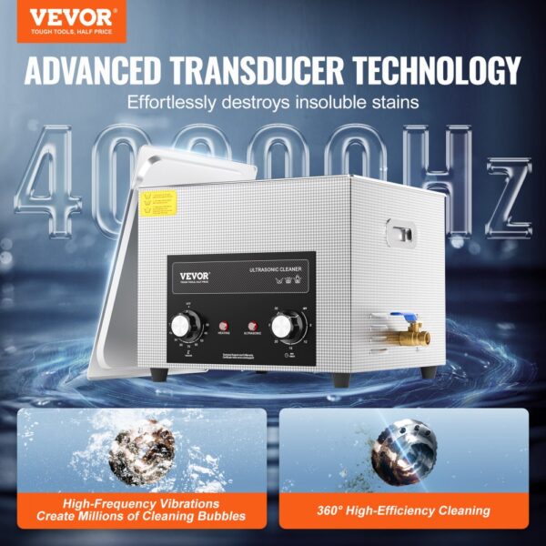 VEVOR 15L Ultrasonic Cleaner with Heater Timer & Basket Digital Sonic Machine