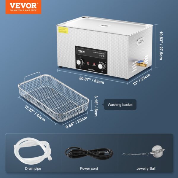 VEVOR 22L Ultrasonic Cleaner with Heater Timer & Basket Digital Sonic Machine