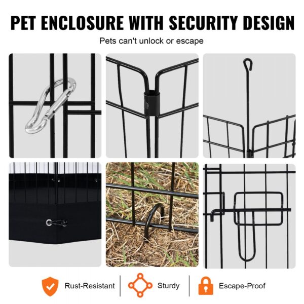 VEVOR Dog Playpen 8 Panels Foldable Metal Dog Exercise Pen with Bottom Pad 30"H