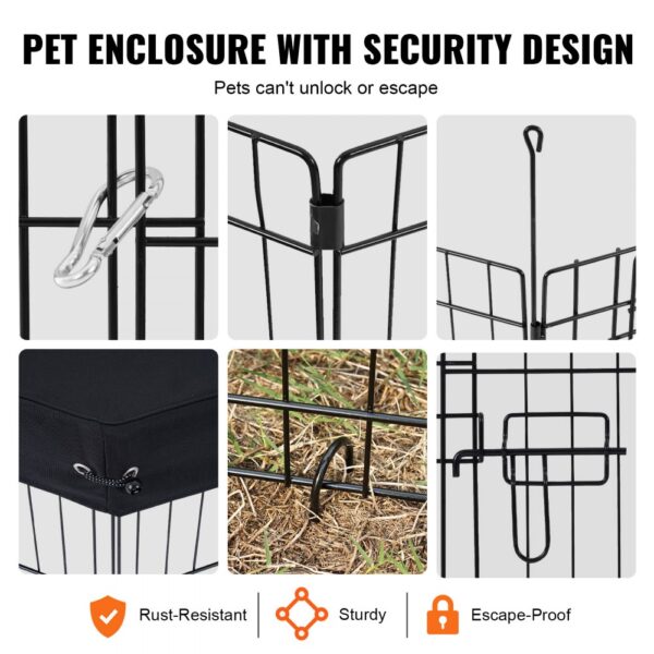 VEVOR Dog Playpen 8 Panels Foldable Metal Dog Exercise Pen with Top Cover 30"H