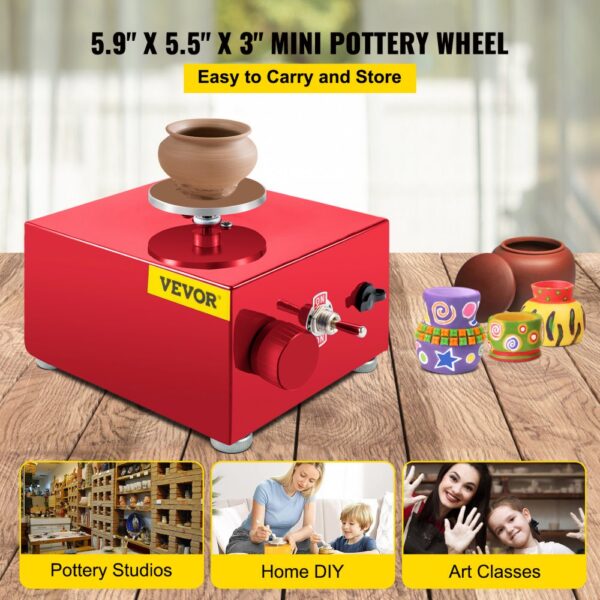 VEVOR 0-2000 RPM Pottery Wheel, 30W Mini Ceramic Wheel, Adjustable Speed DIY Clay Machines, Electric Sculpting Kits with 3 Turntables Trays and 16pcs Tools for Art Craft Work Molding Gift and Home DIY